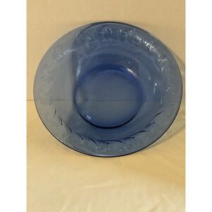 Fire-King Sapphire Blue Swirl 7.5" Glass Bowl USA Vintage Anchor Hocking